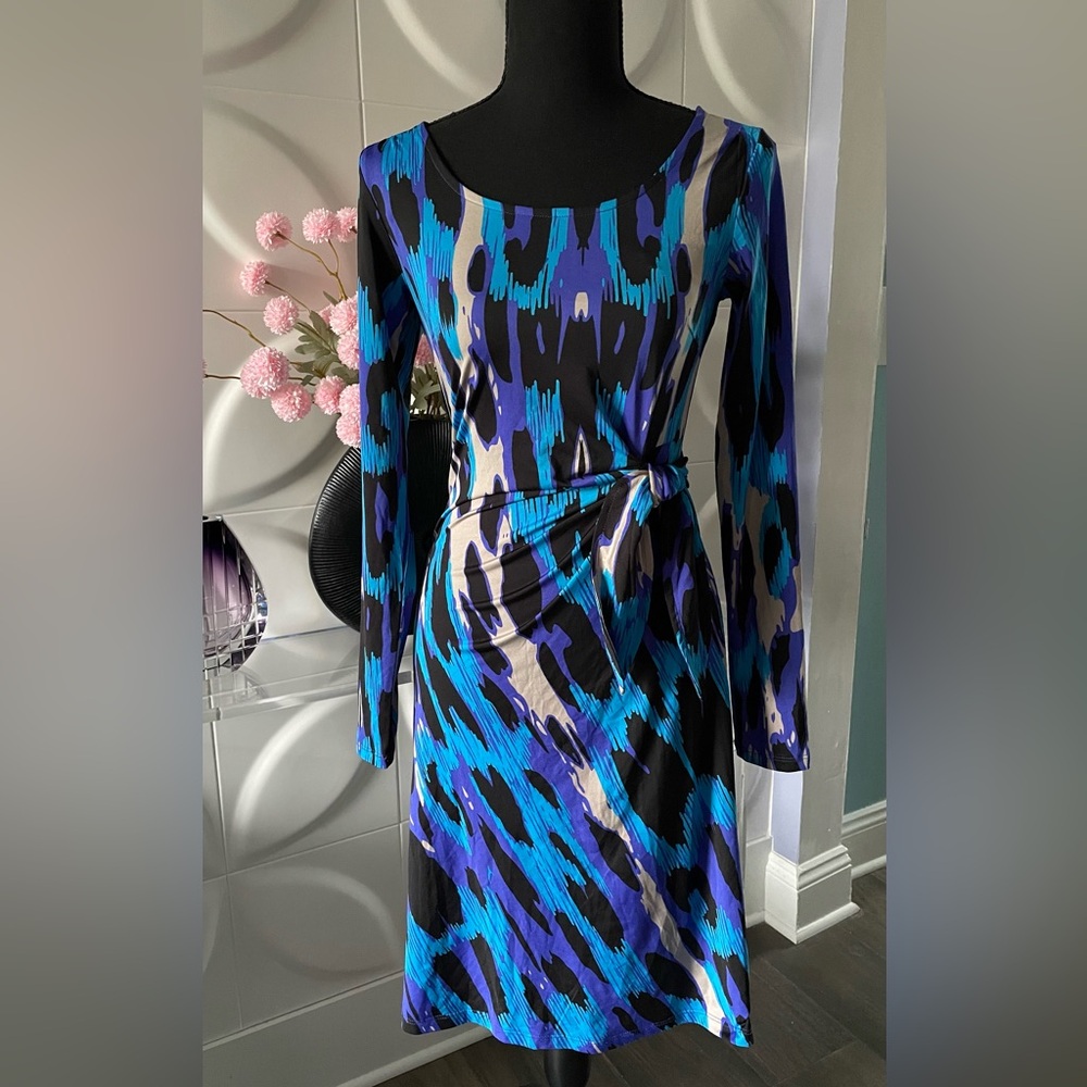 INC International Concepts Women's Abstract Leopard Print Wrap Dress Size XS
